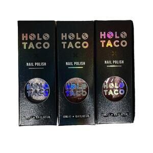 Holo Taco Lot Coral Chaser Peach Tea Lavender Syrup Nail Polish 3 Bottles NEW
